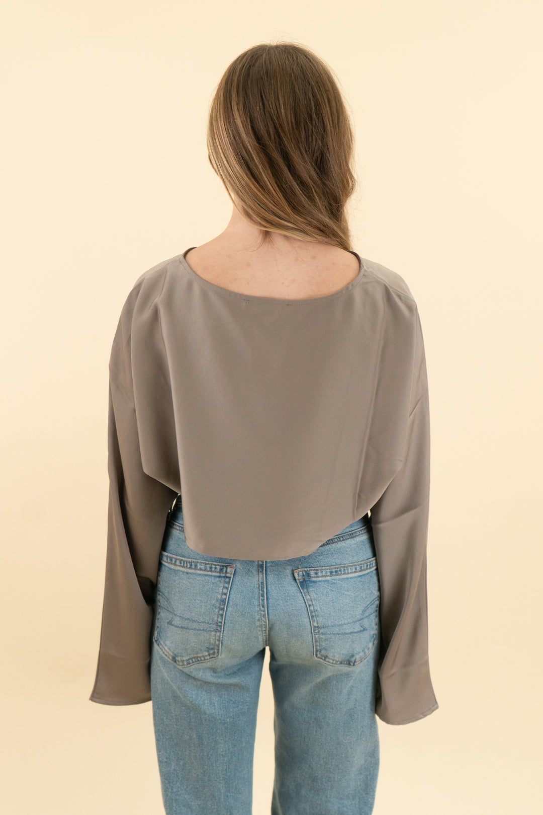 all the ways champagne boxy crop long sleeve (xs)