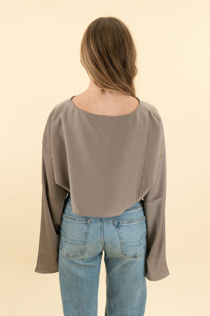 all the ways champagne boxy crop long sleeve (xs)