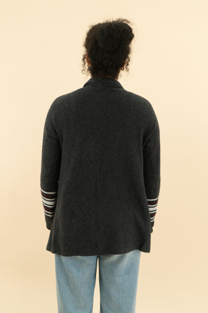 eddie bauer grey patterned cardigan (s)