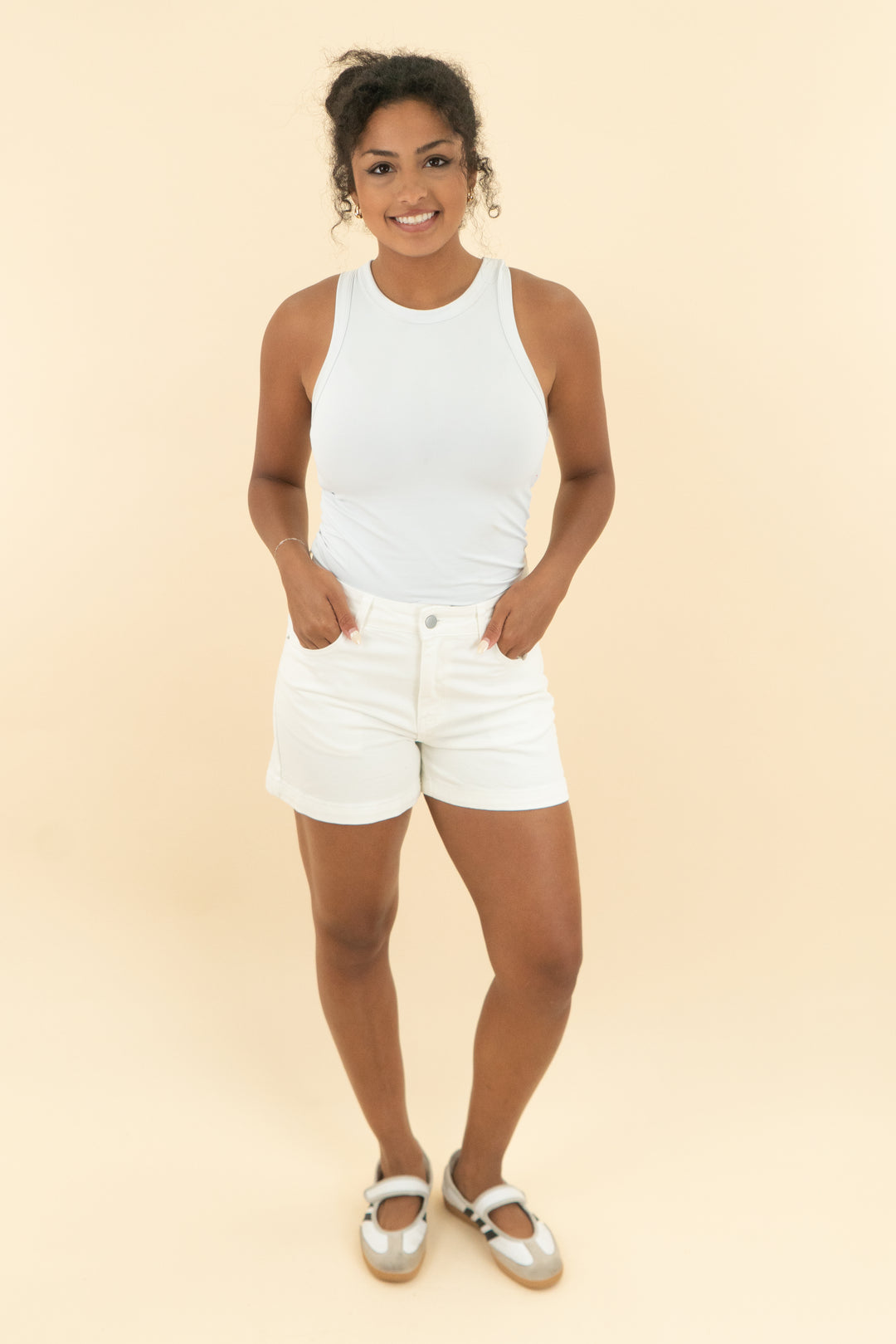 pink lily white denim short (28)