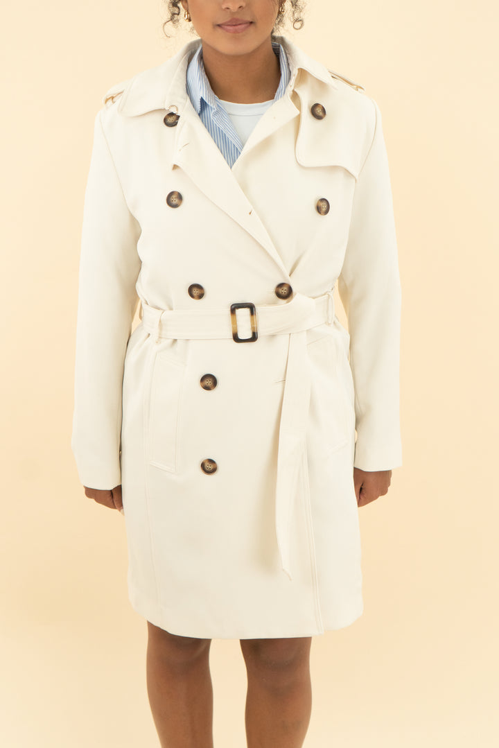 h&m cream long coat (s)