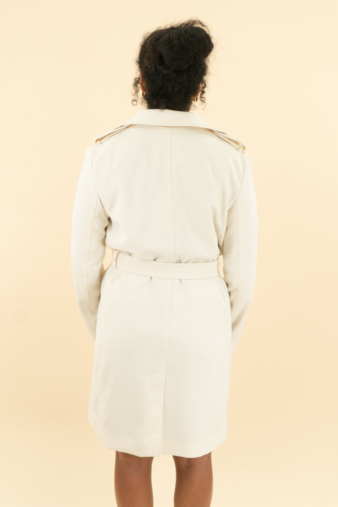 h&m cream long coat (s)