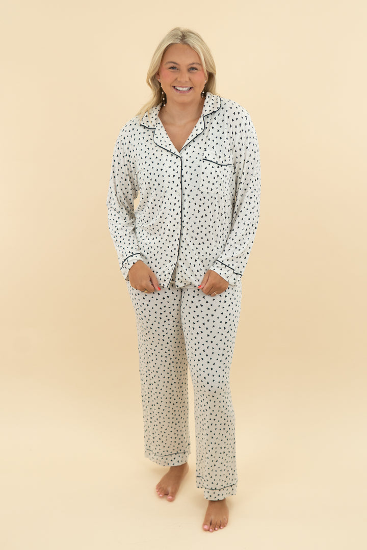 eberjey black and white pajama set (l)