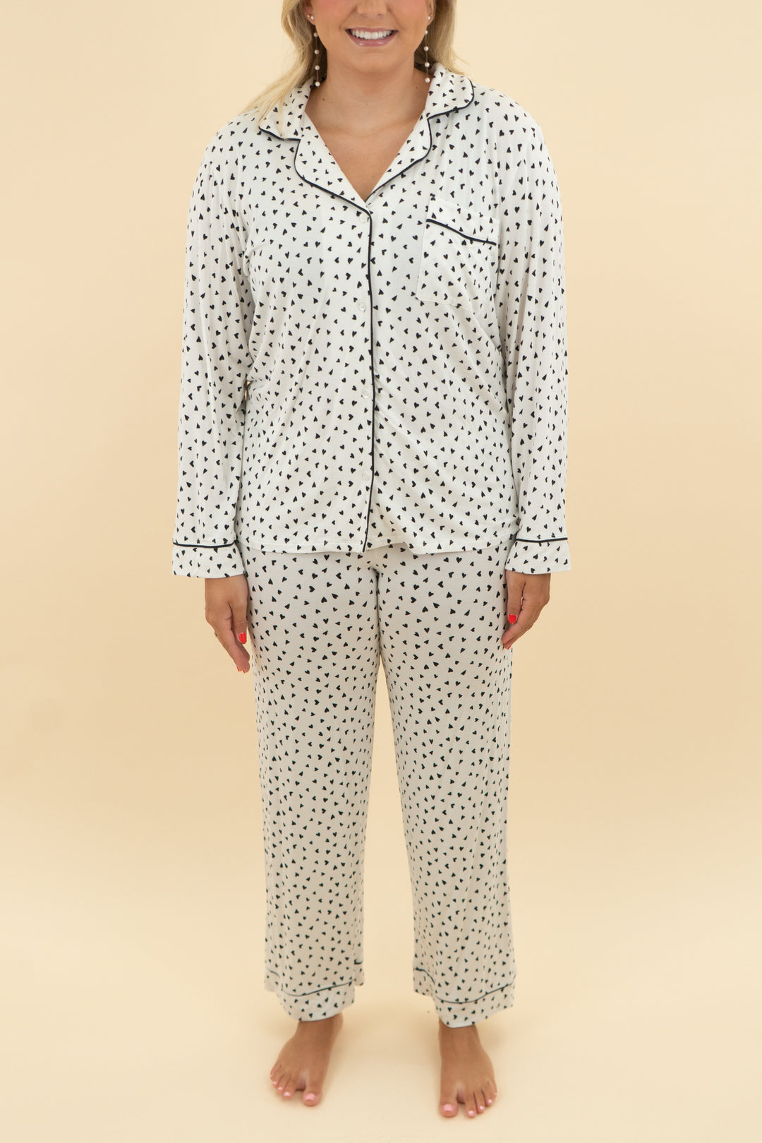 eberjey black and white pajama set (l)