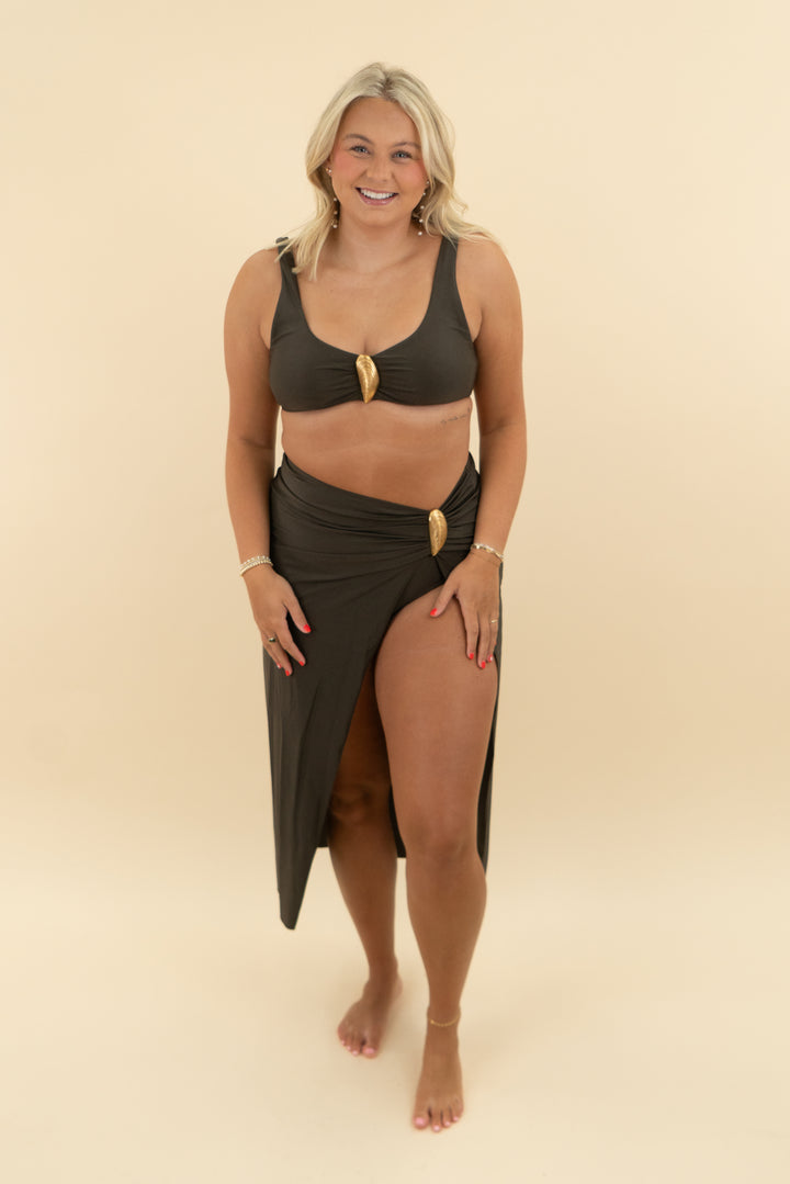 simkhai brown 3 piece bikini set (l)