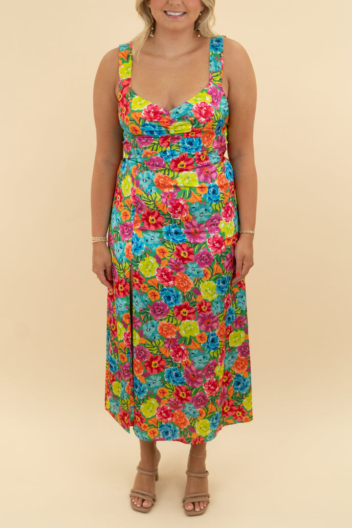show me your mumu bright floral maxi dress (m)