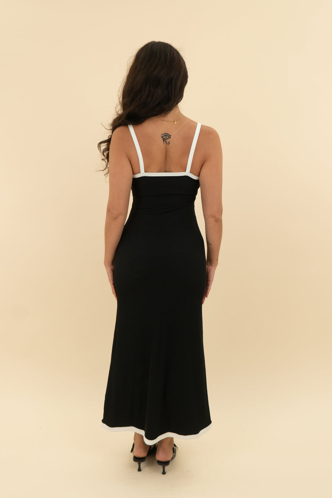 zesica black and white trim ribbed maxi nwt (s)