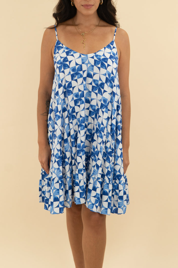 kenny flowers blue and white swing dress nwt (s; retail $138)