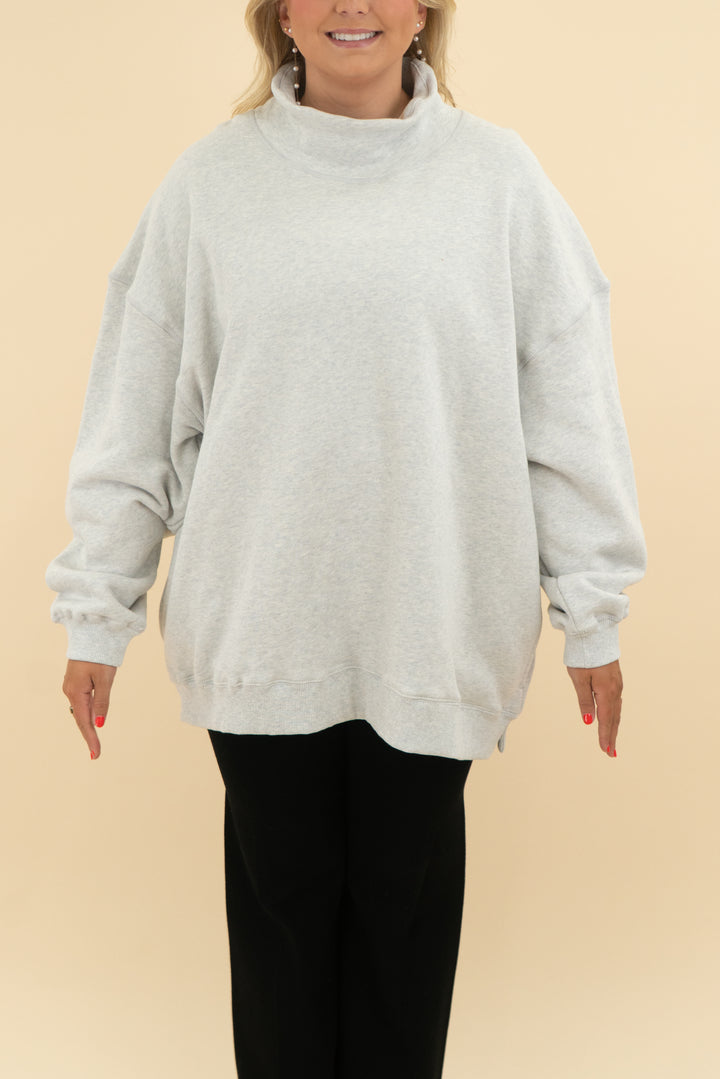 free people grey high neck sweatshirt (l)