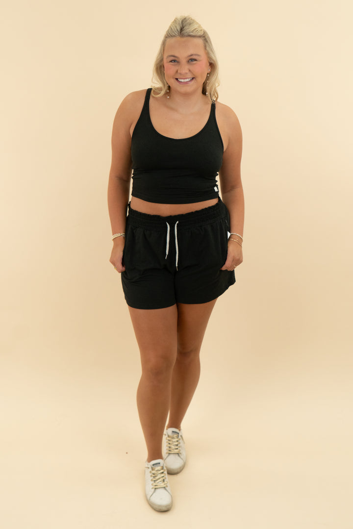 vuori black lounge short (l)