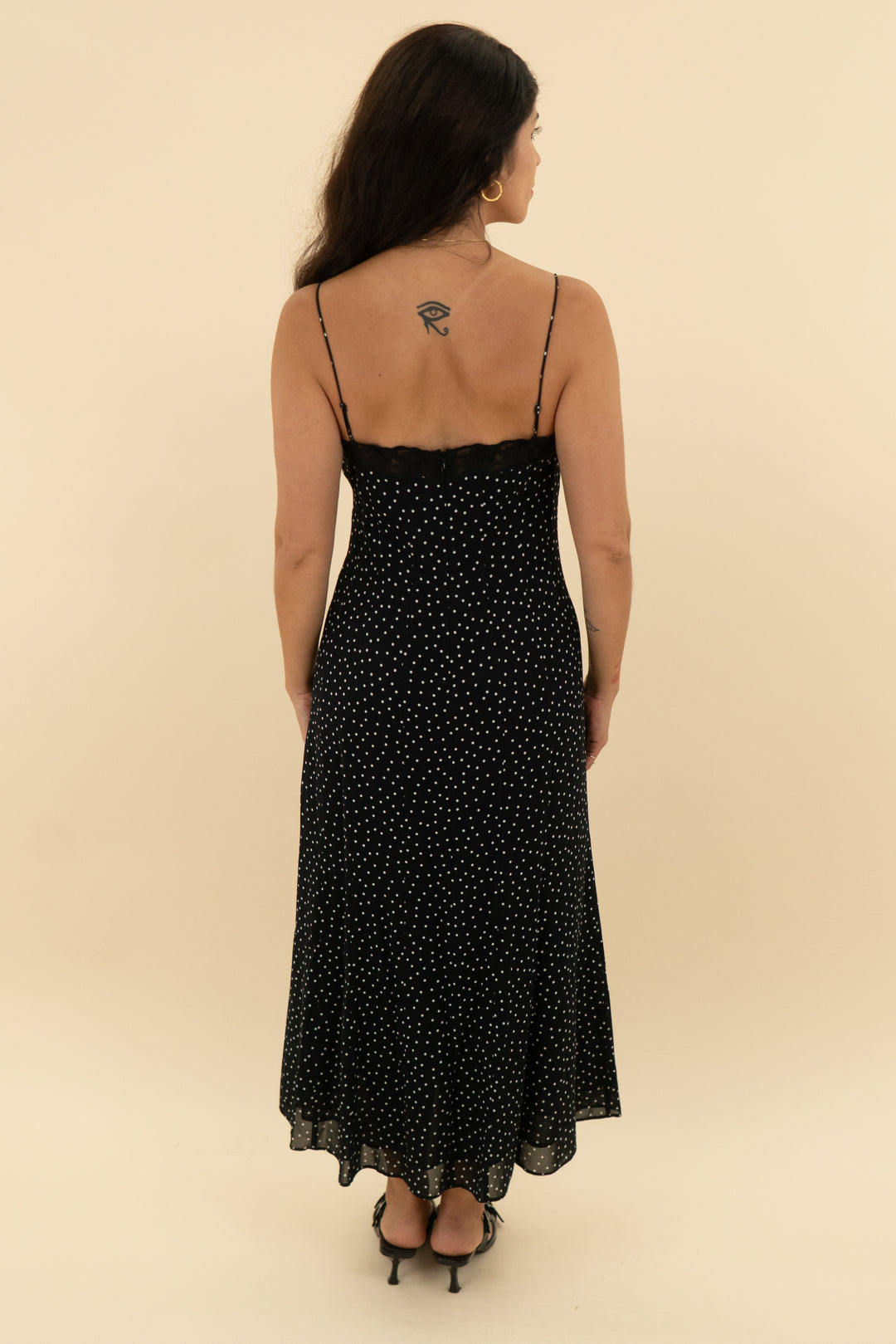 reformation black polkadot maxi dress (8)