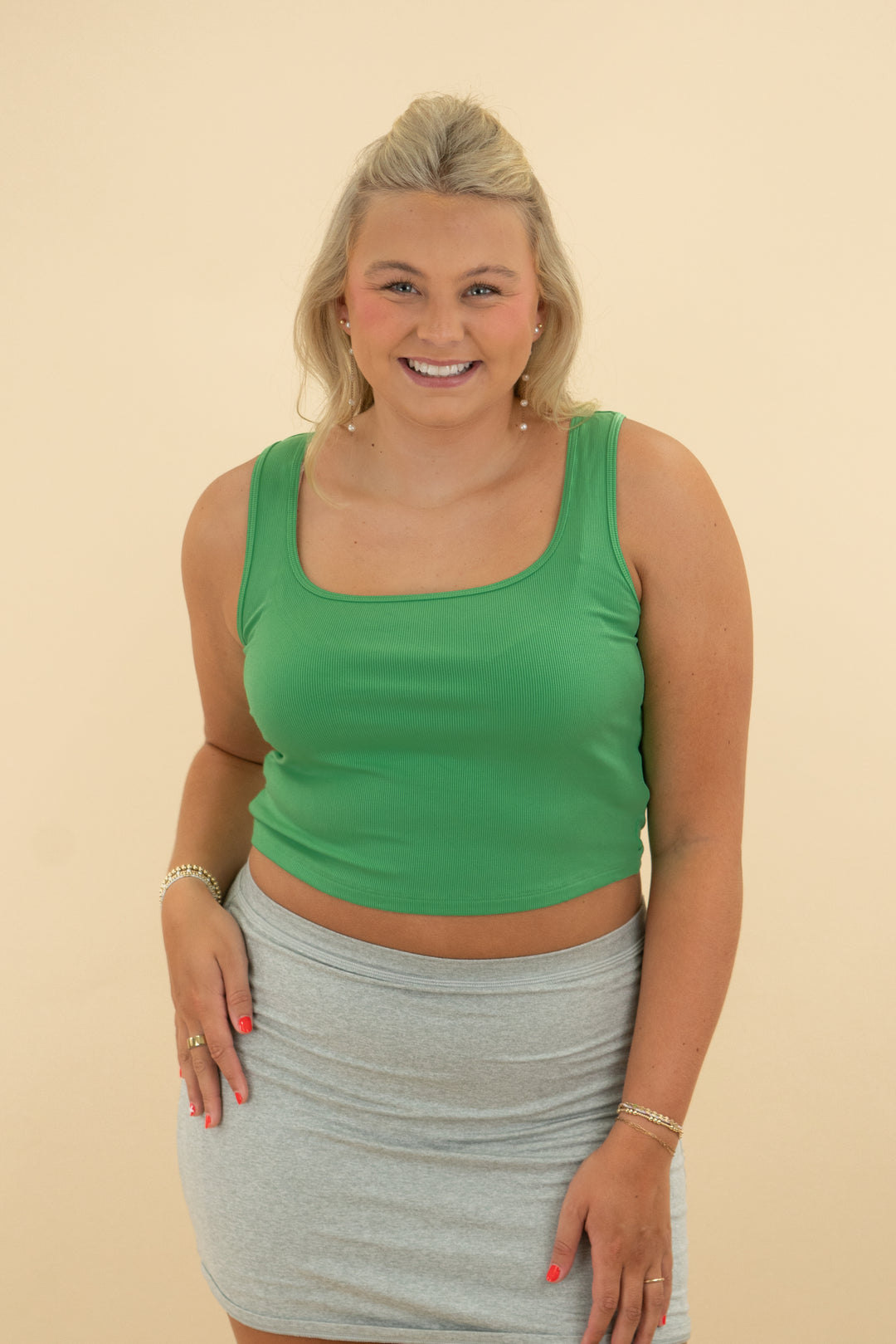 athleta green tank (l)