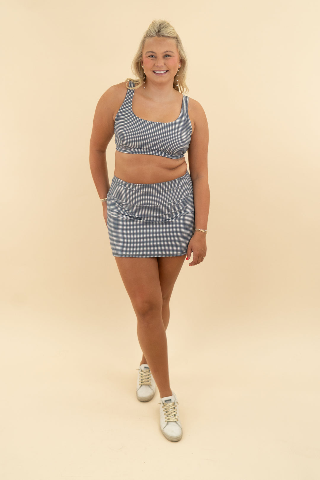 grey and white gingham skort (l)