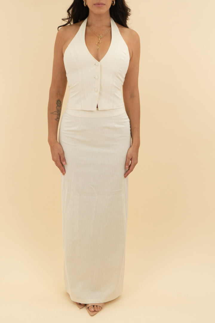all the ways cream halter vest and midi (s)