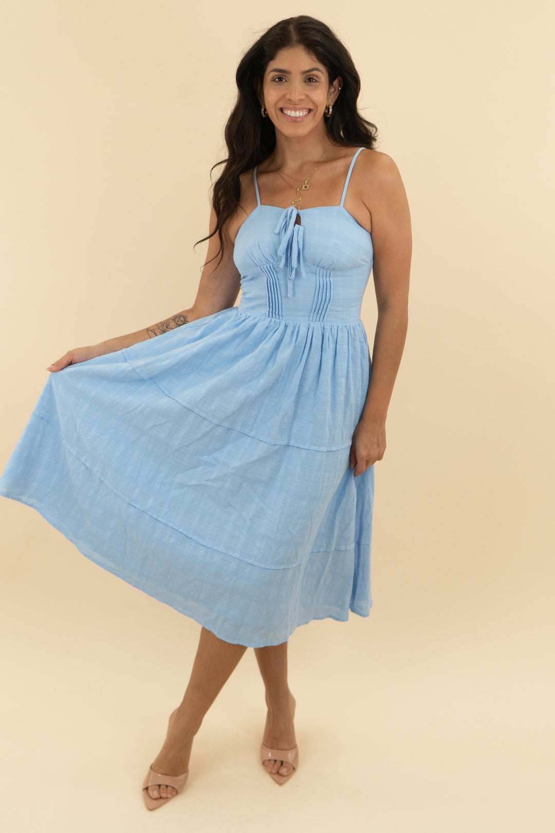 cupshe x reee & elisha blue midi dress nwt (s; retail $45)