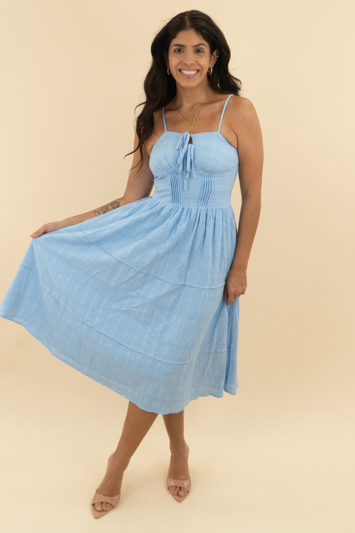 cupshe x reee & elisha blue midi dress nwt (s; retail $45)