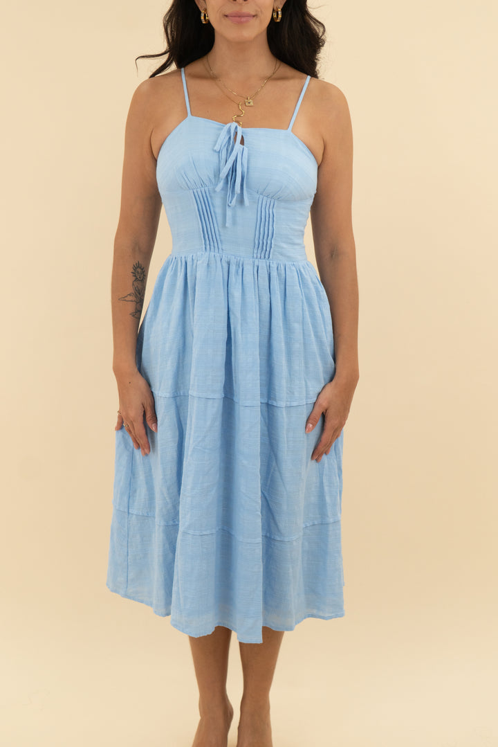 cupshe x reee & elisha blue midi dress nwt (s; retail $45)