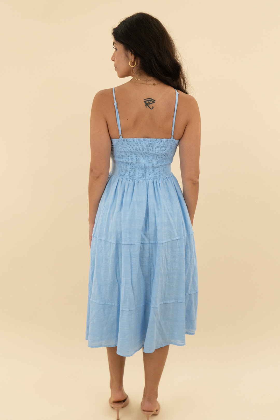 cupshe x reee & elisha blue midi dress nwt (s; retail $45)