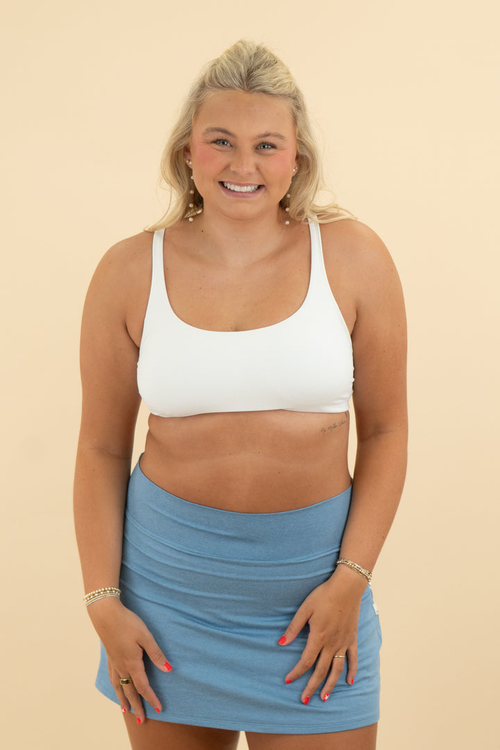 vuori white sports bra (l)