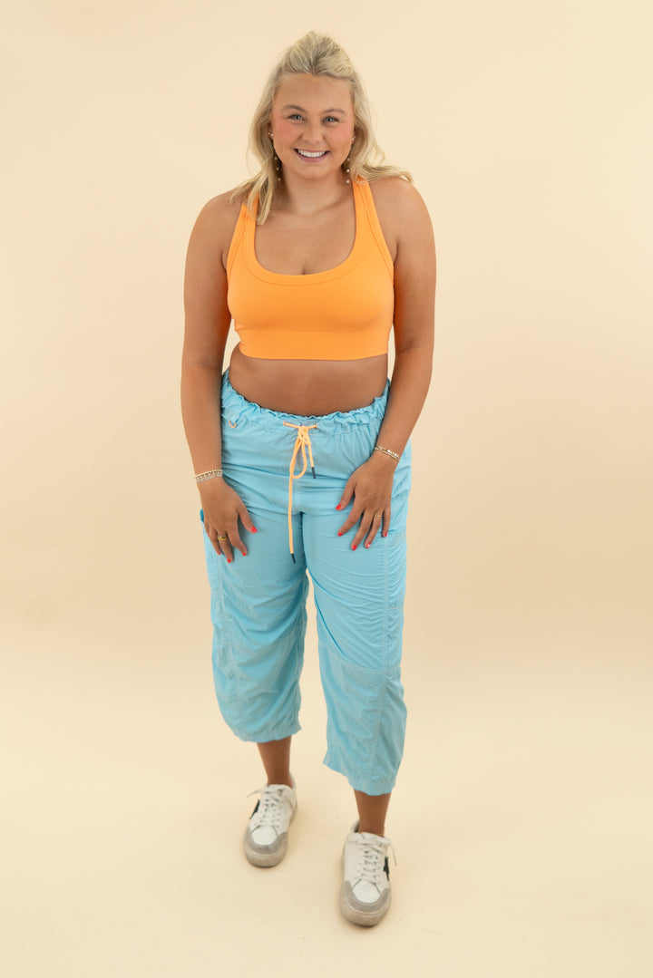 fp movement blue/orange sports bra and pant set  (m/l)