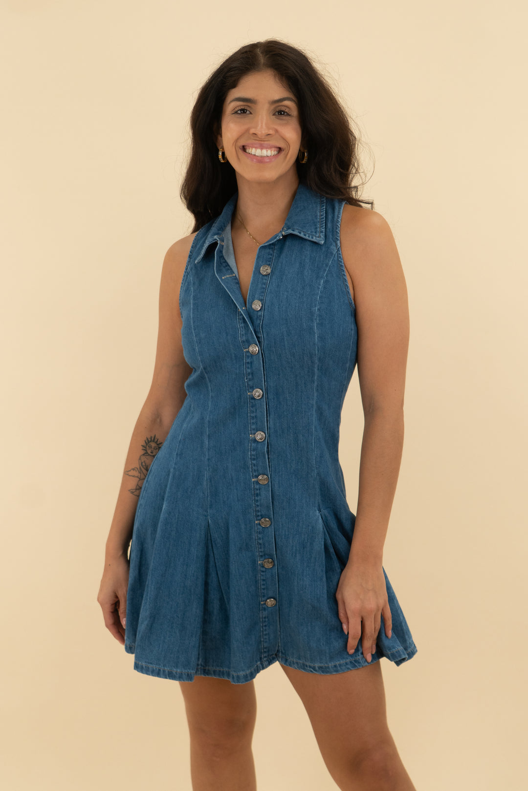 free market denim flare dress nwt (s; retail $79)