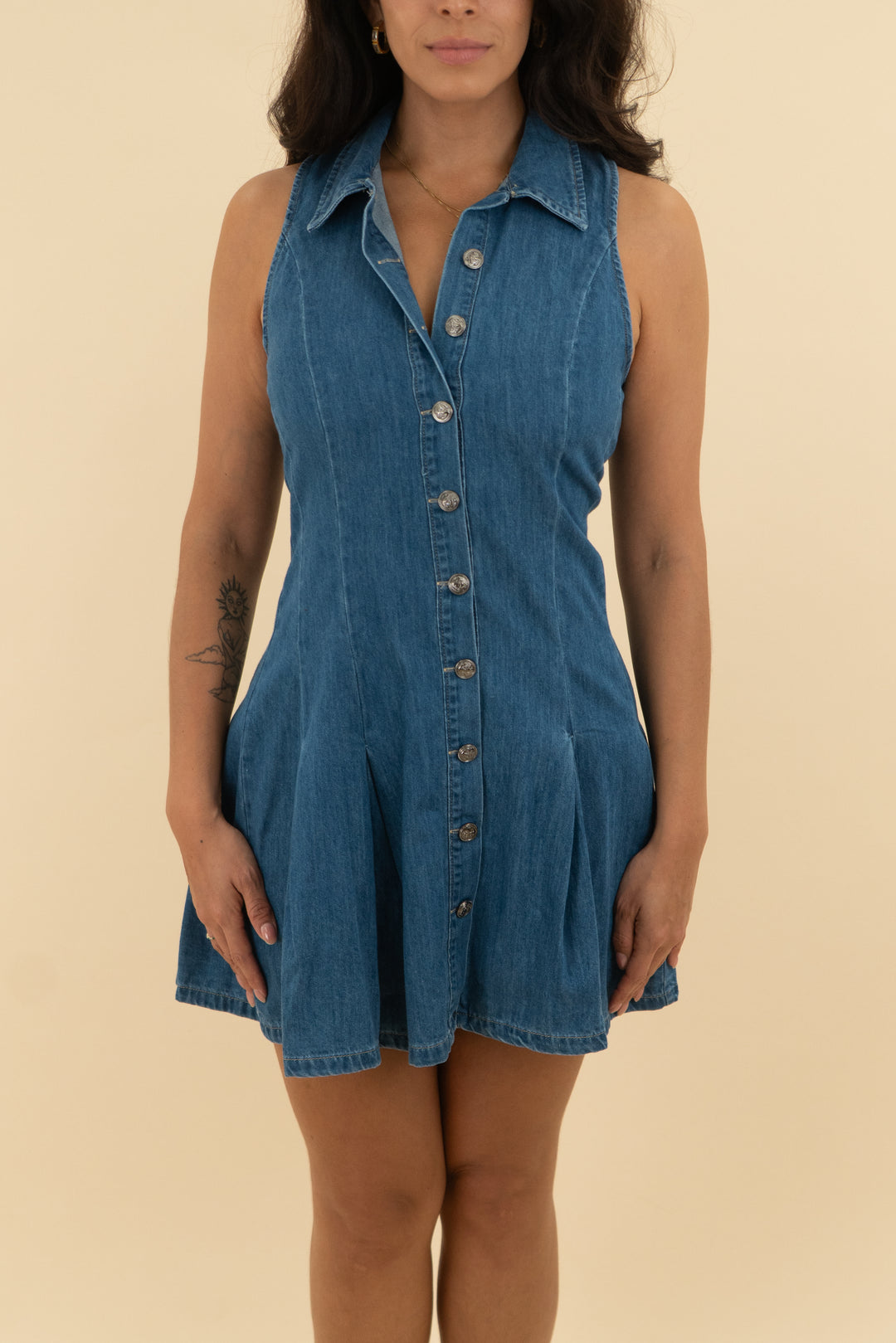 free market denim flare dress nwt (s; retail $79)