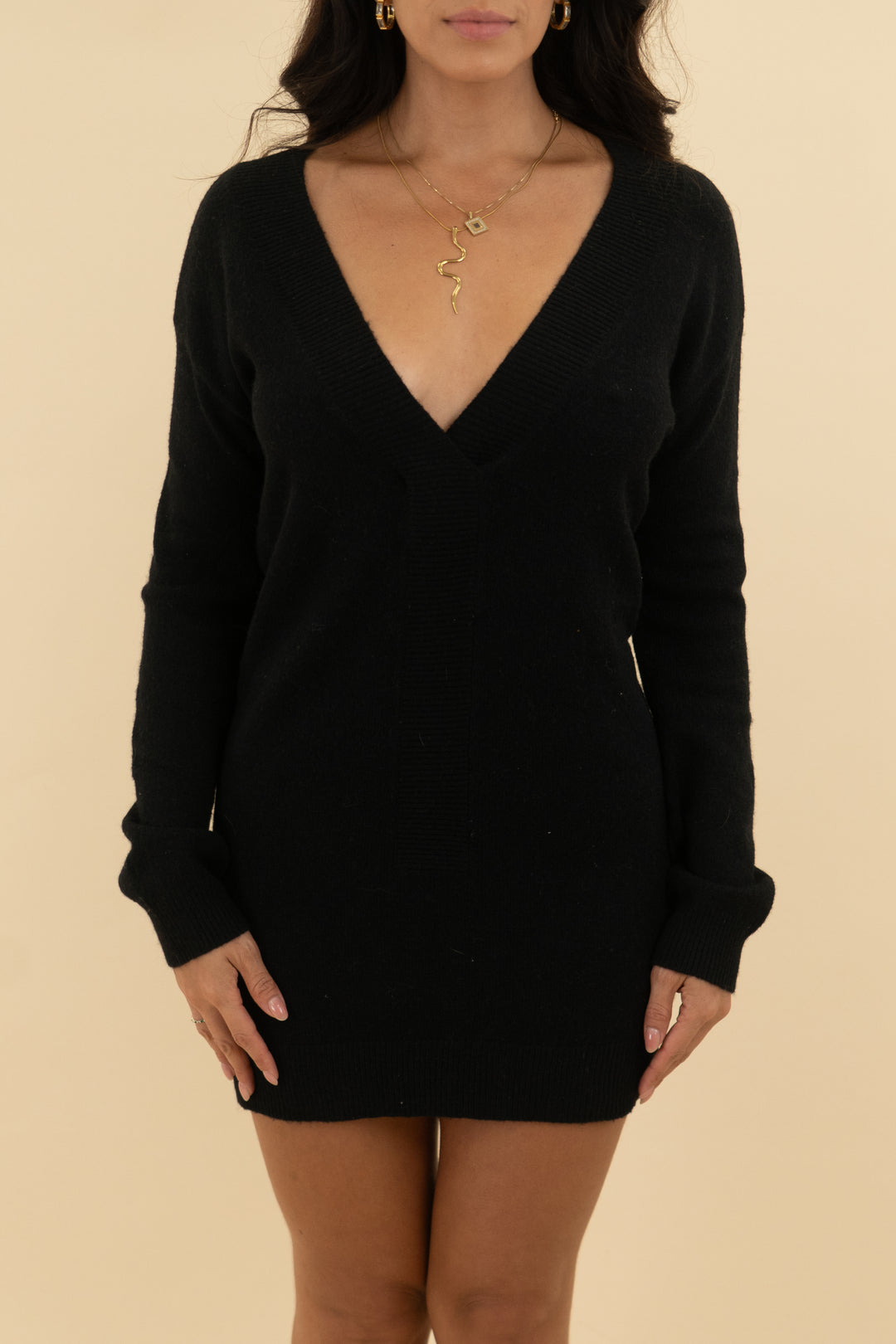 lovers and friends black sweater mini dress (xs)