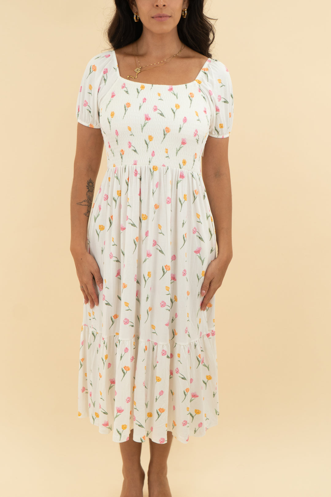 kyte white tulip midi dress nwt (s)
