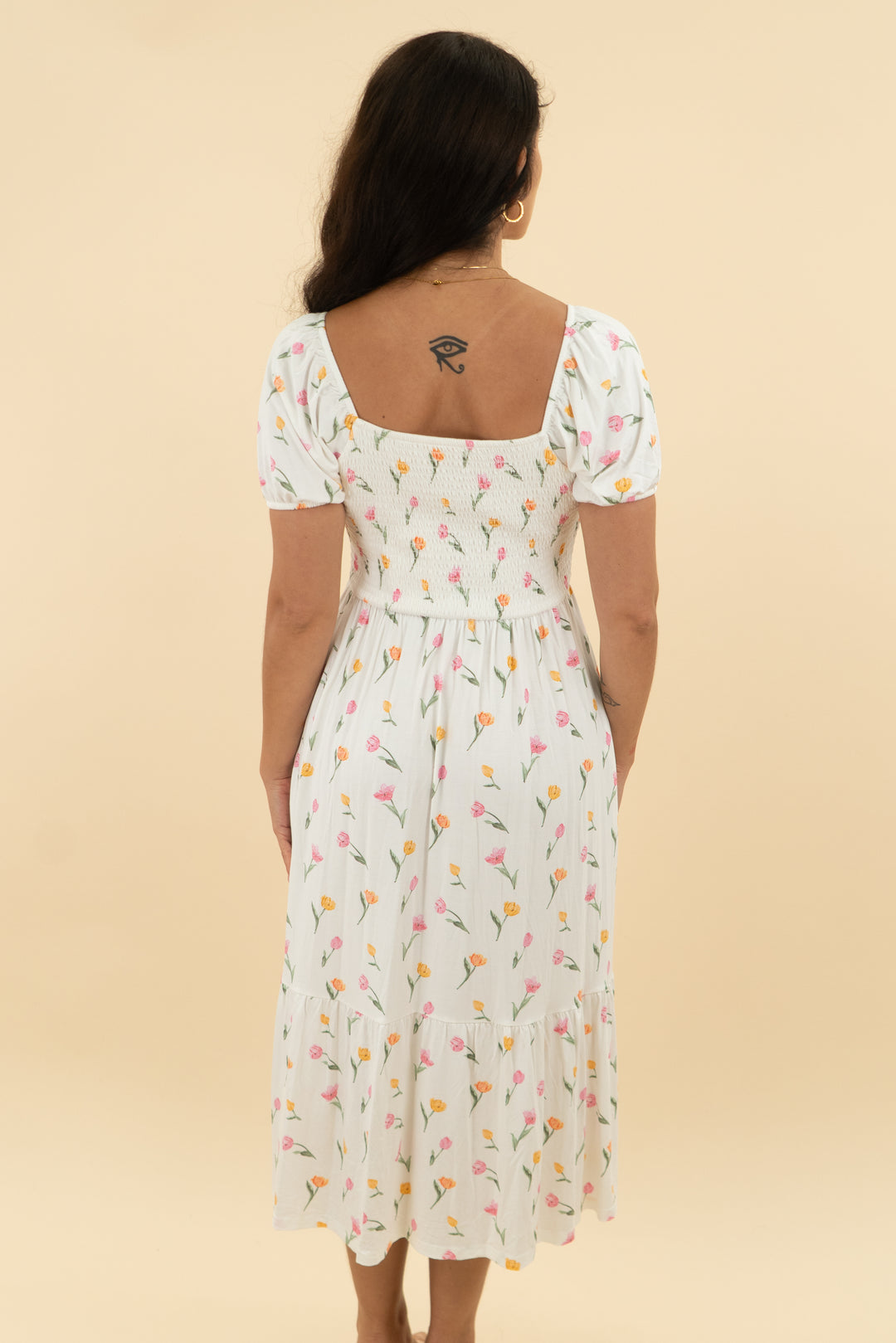 kyte white tulip midi dress nwt (s)