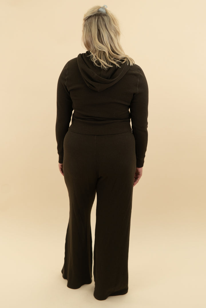vuori brown waffle lounge pant and jacket set (l)