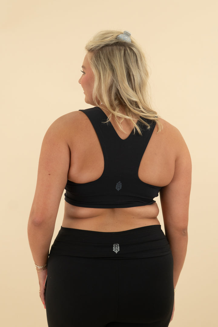 free people movement black sports bra (m)