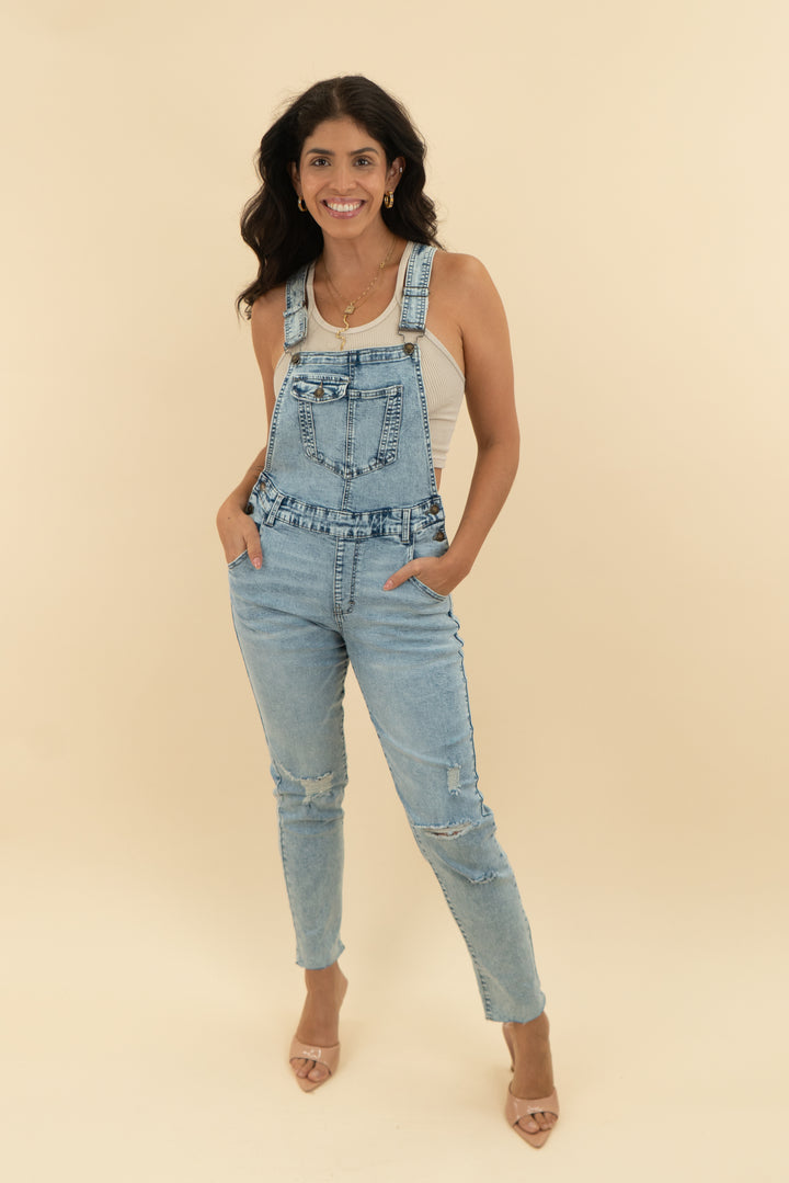 denim ripped overalls (s)
