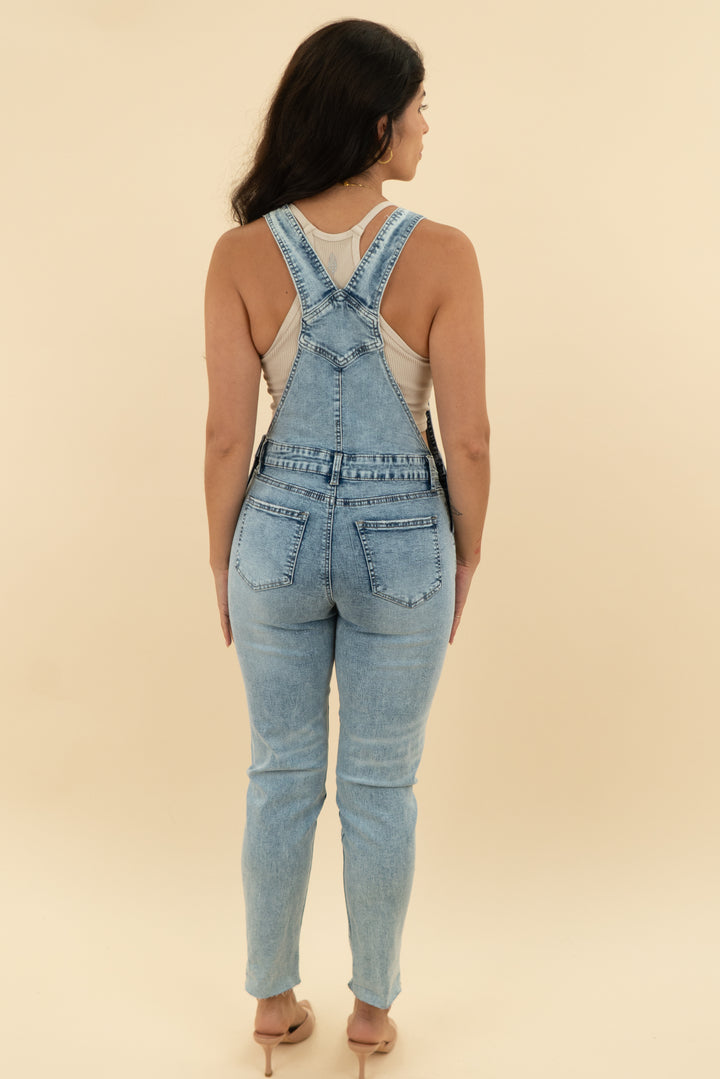 denim ripped overalls (s)