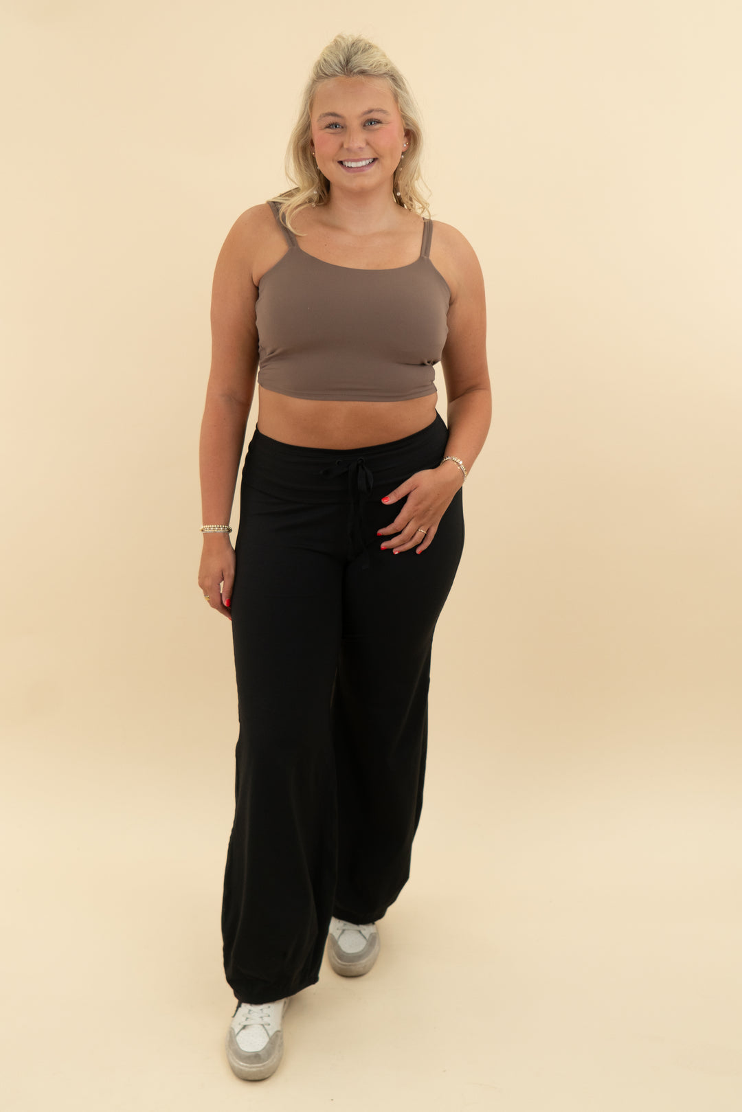 brown twist back sports bra (l)