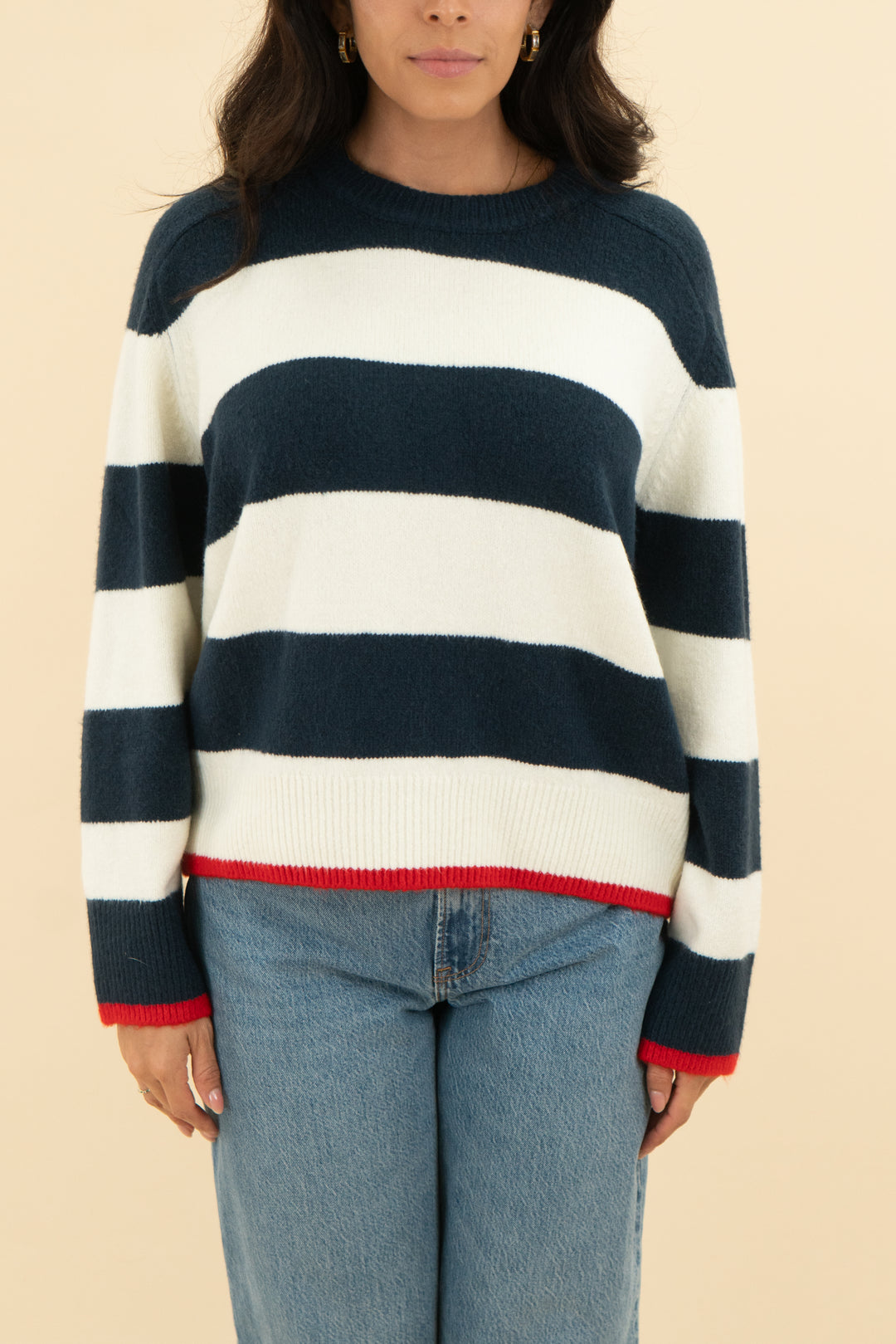 abercrombie & fitch navy and white stripe sweater (m)