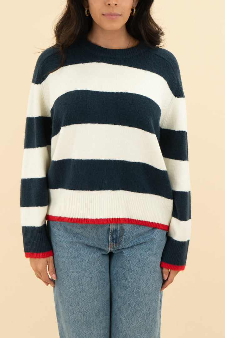 abercrombie & fitch navy and white stripe sweater (m)