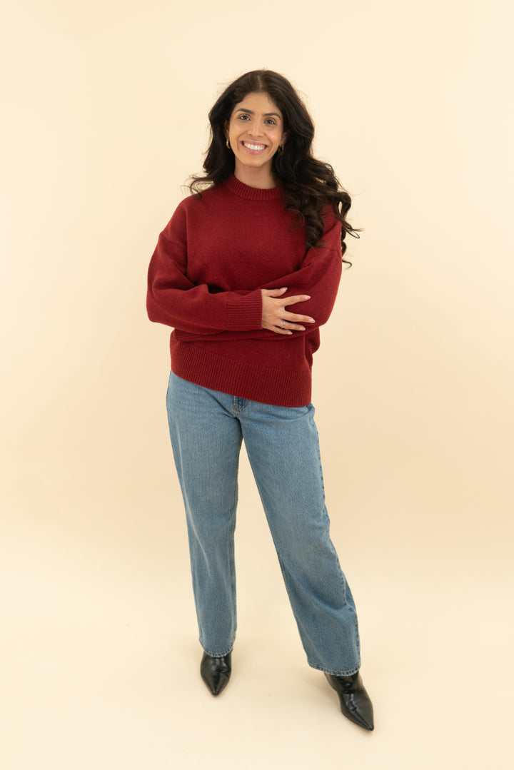 dark red sweater (s)