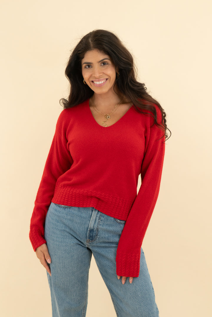 universal thread red vneck sweater (xs)