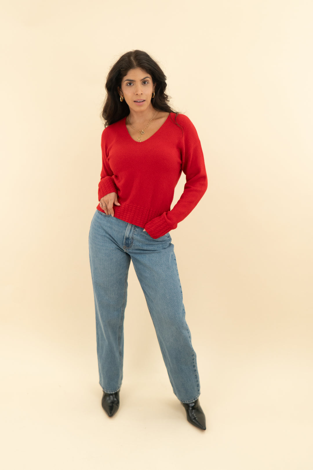 universal thread red vneck sweater (xs)
