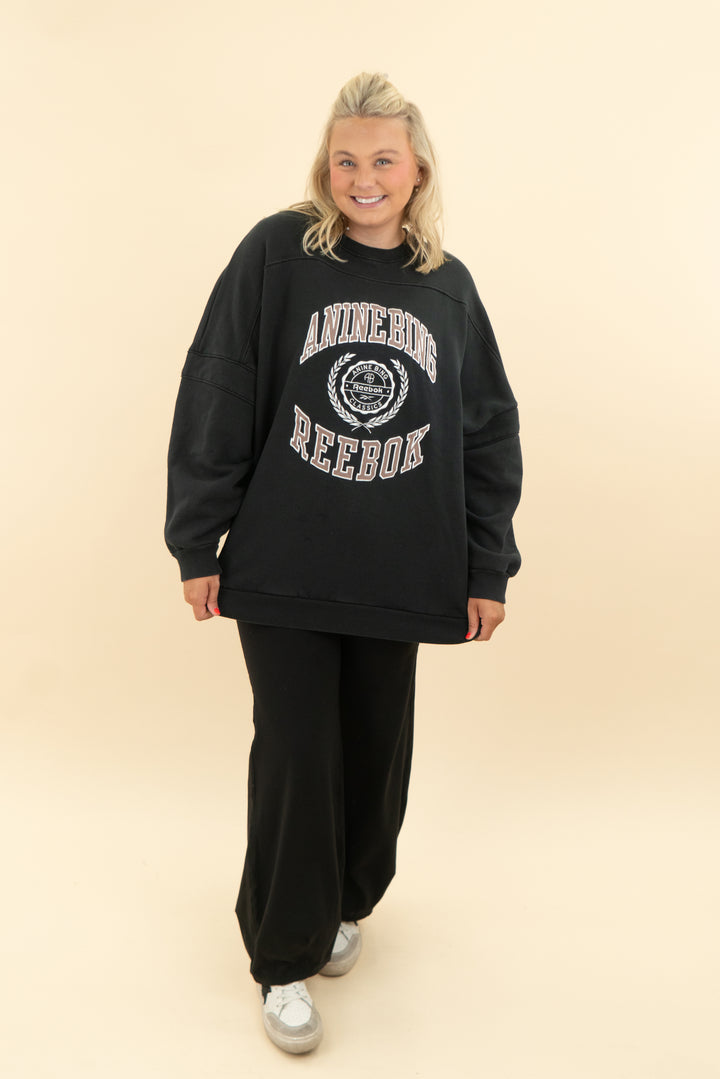 anine bing x reebok black crew neck (l)