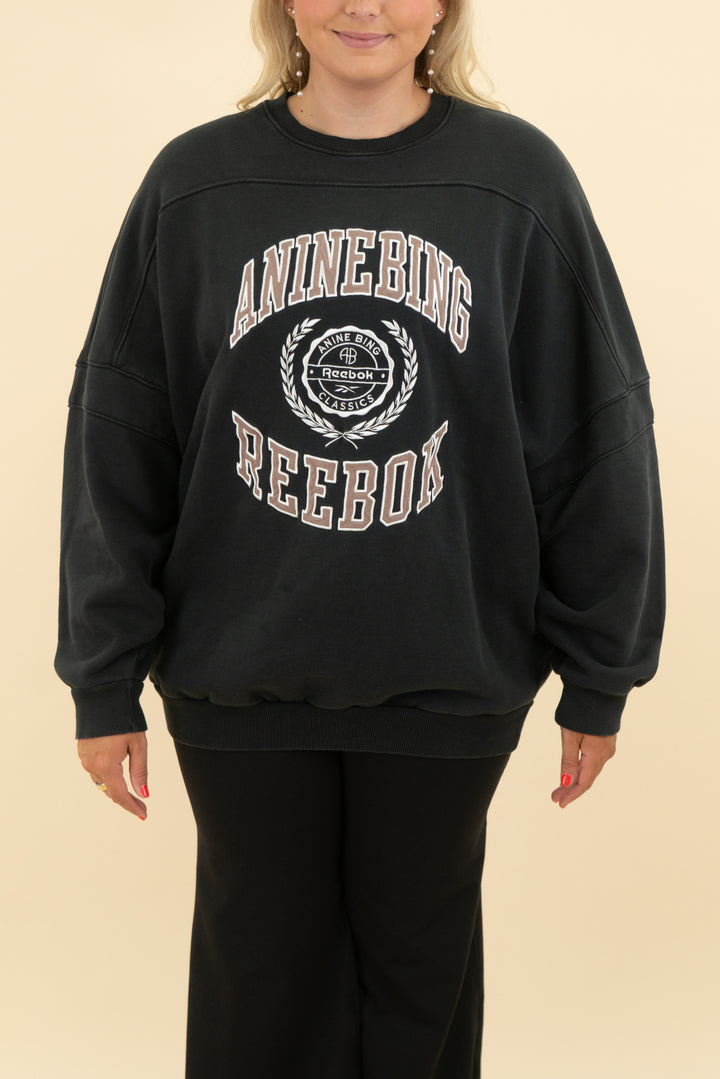 anine bing x reebok black crew neck (l)