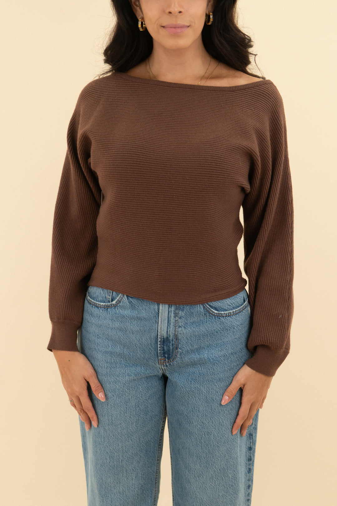 brown dolman sweater (s)