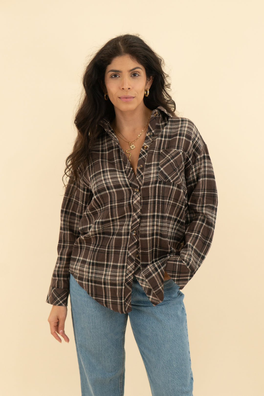 chryii brown plaid flannel nwt (s)