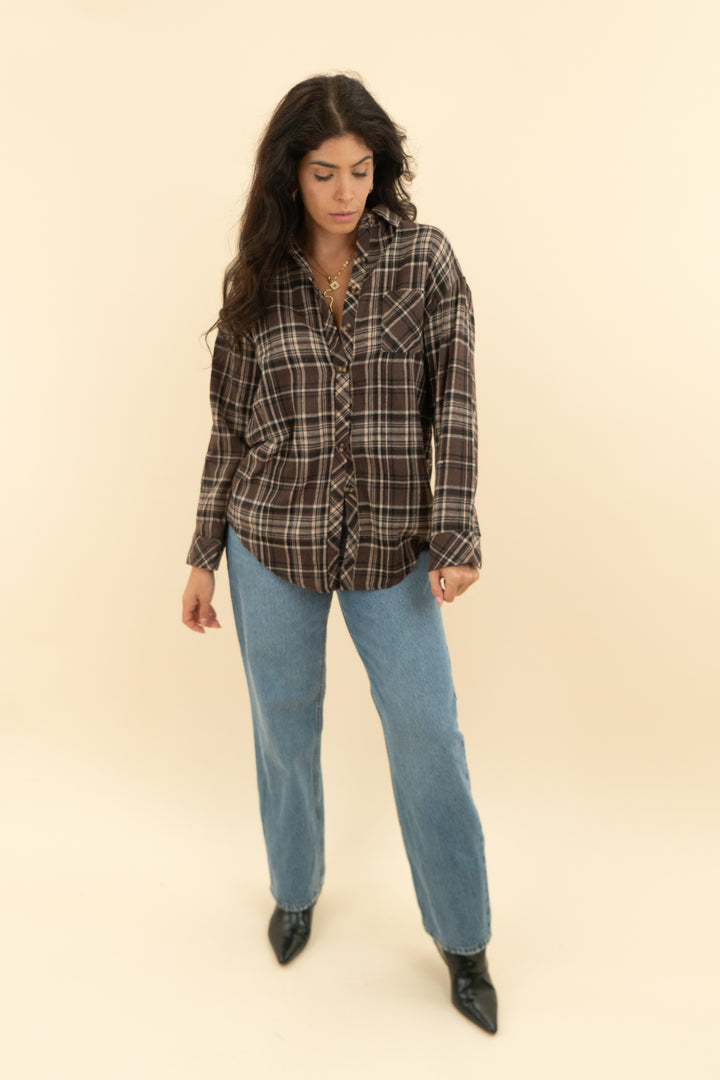 chryii brown plaid flannel nwt (s)