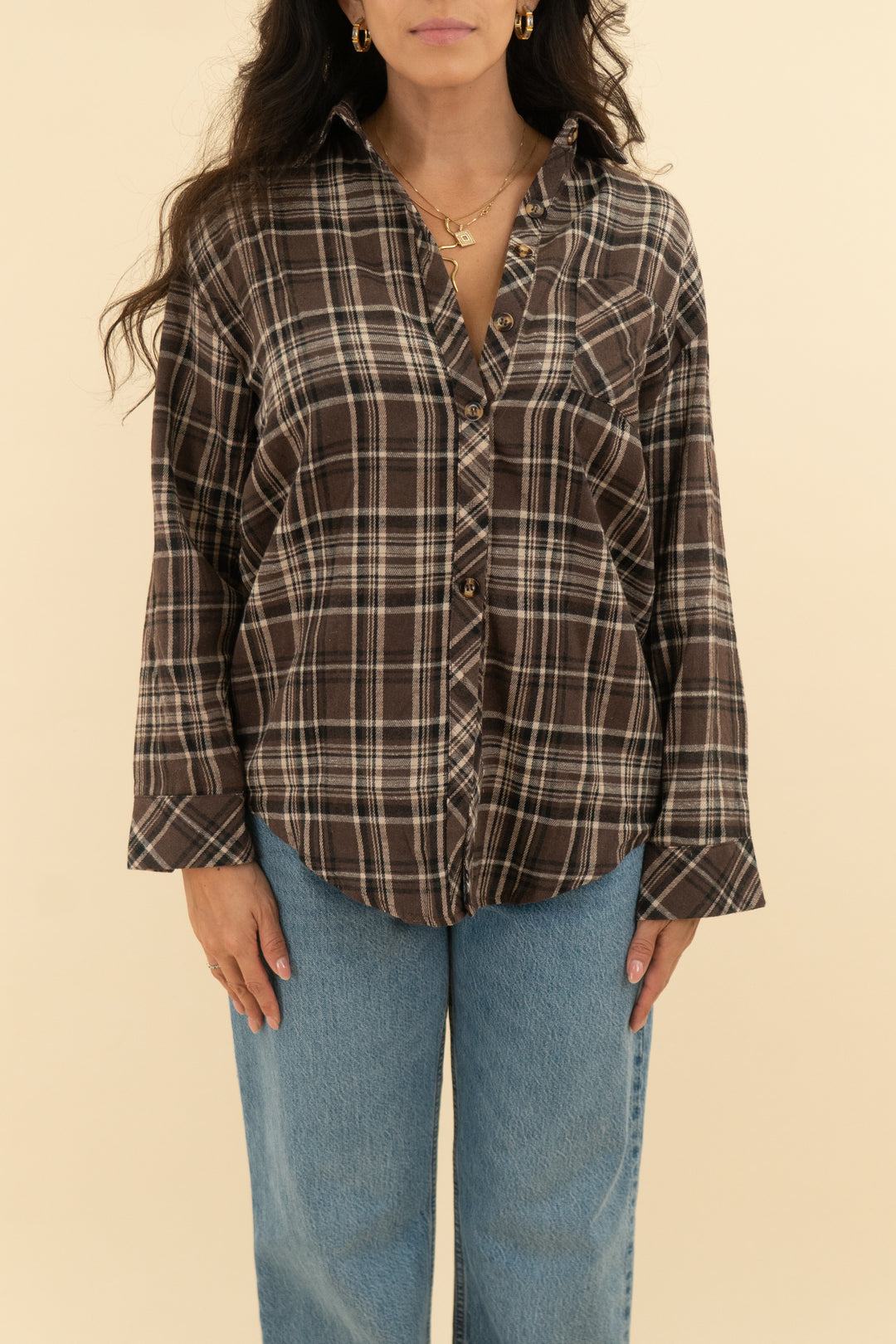 chryii brown plaid flannel nwt (s)