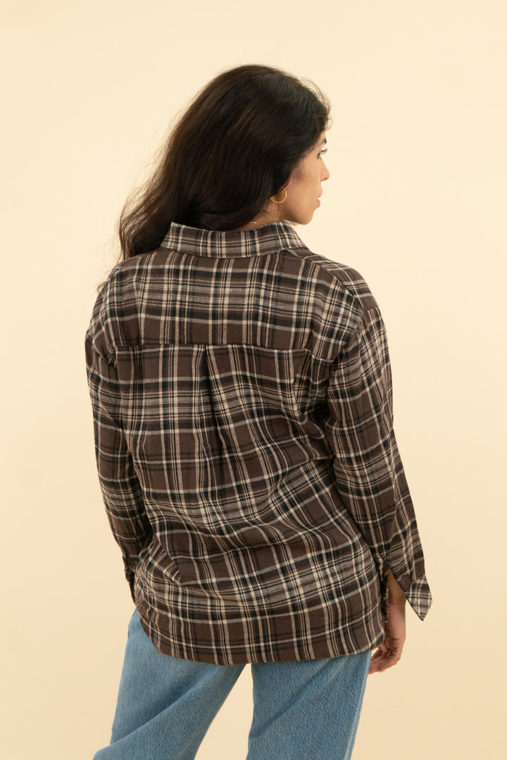 chryii brown plaid flannel nwt (s)