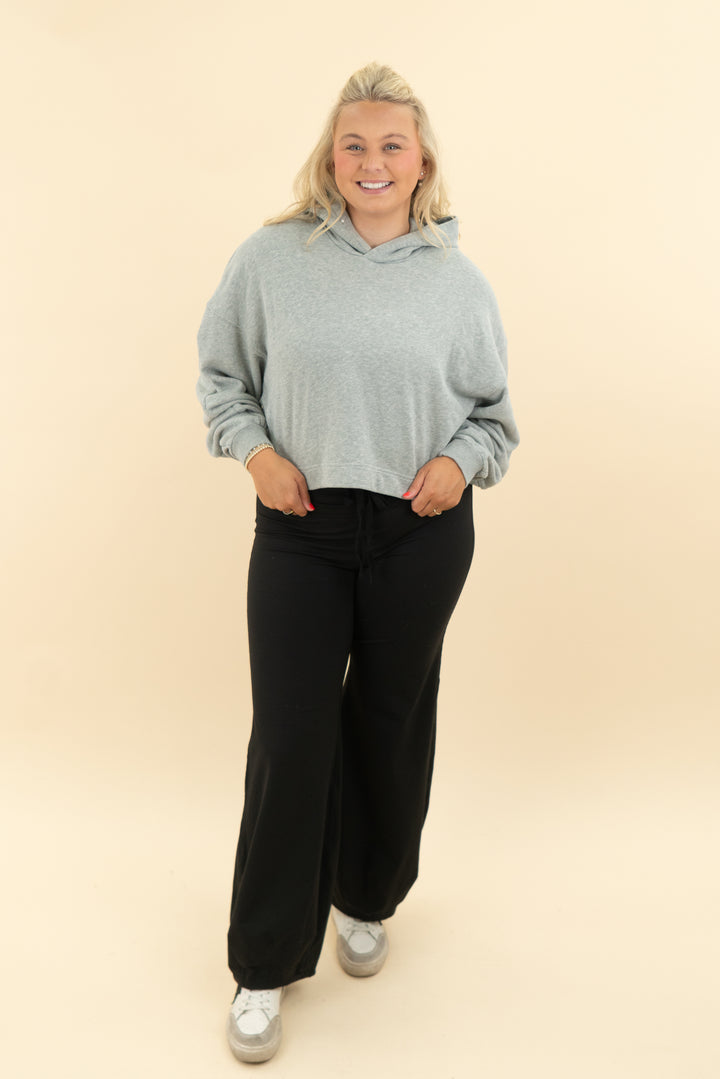 vuori heather grey cropped hoodie (l)