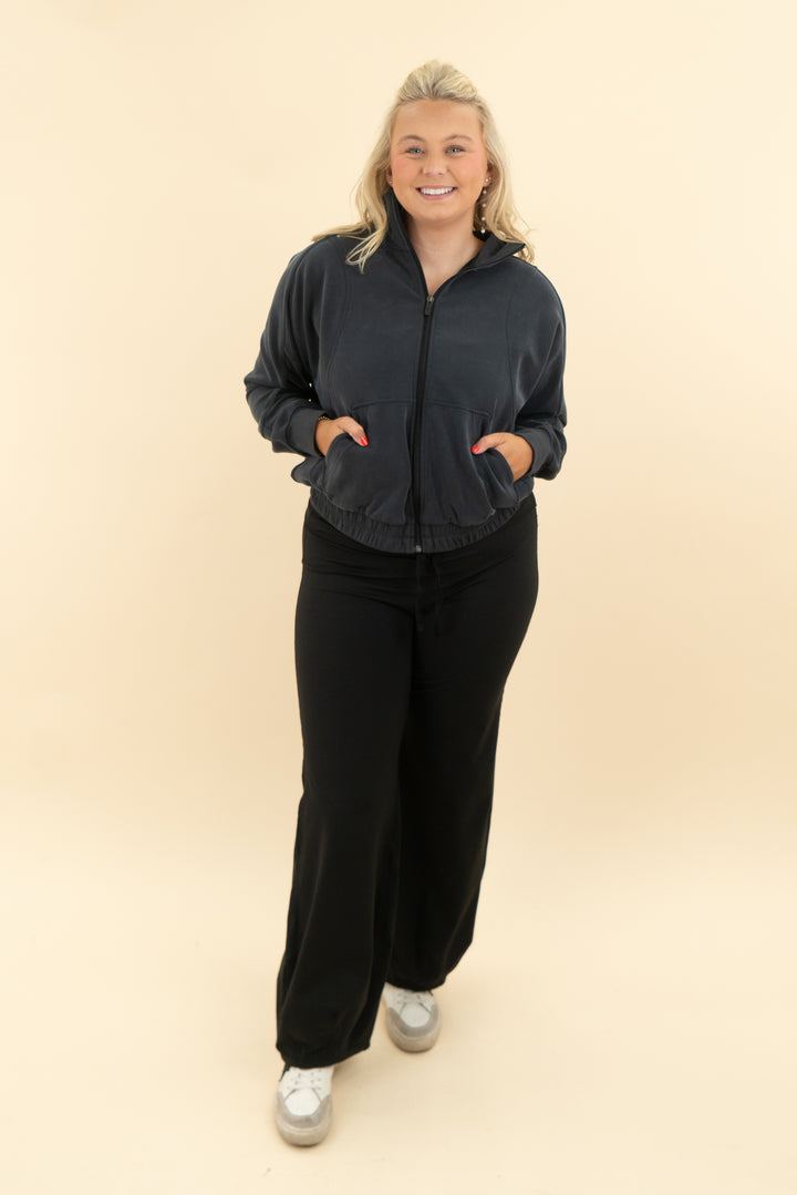 lululemon dark grey super soft zip up (l)