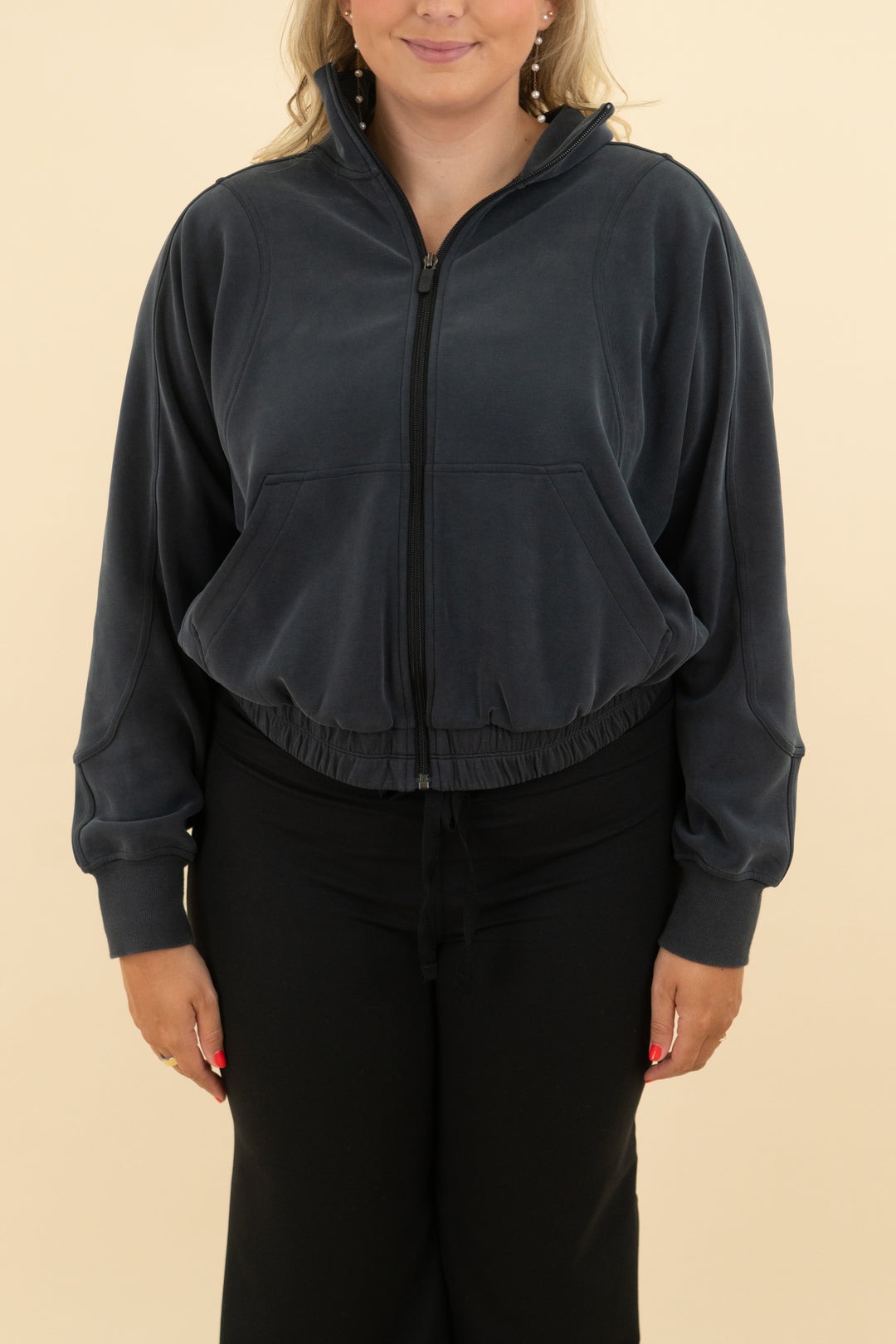 lululemon dark grey super soft zip up (l)