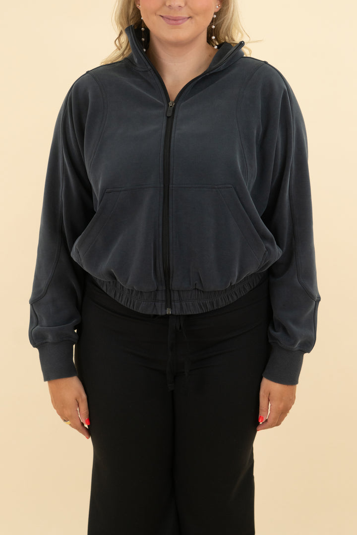 lululemon dark grey super soft zip up (l)